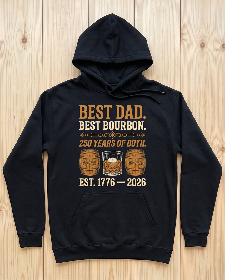 Best Dad Best Bourbon Hoodie - flat lay mockup