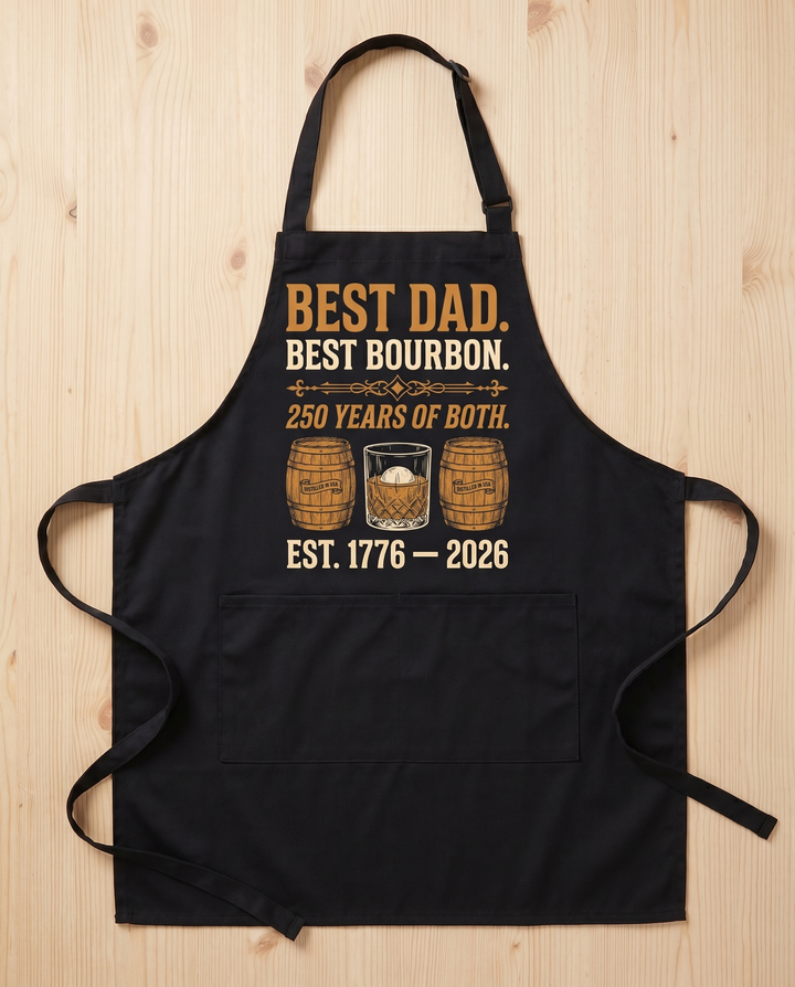 Best Dad Best Bourbon BBQ Apron - flat lay mockup